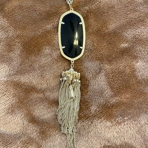 Kendra Scott Long Gold Pendant Necklace in Black